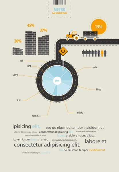 Infographics krets levererar belastning på traktorn — Stock vektor