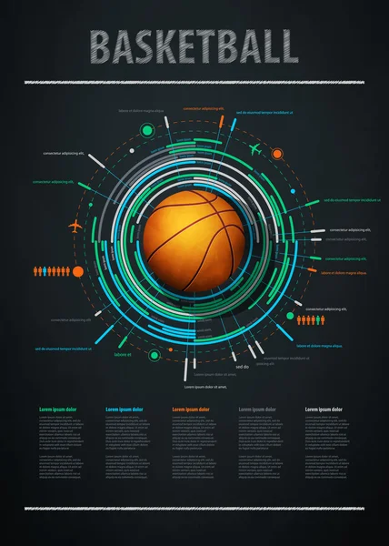 Infographics element with sports basketball Ball — Stock Vector
