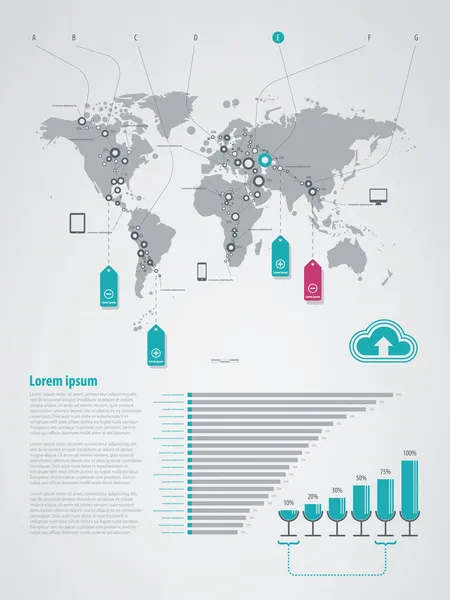 Élément d'infographie avec une carte du monde — Image vectorielle