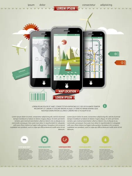 Marquer une page avec trois téléphones mobiles Illustrations De Stock Libres De Droits
