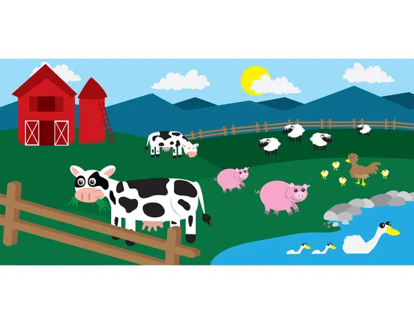Çiftlik çiftlik hayvanları — Stok Vektör
