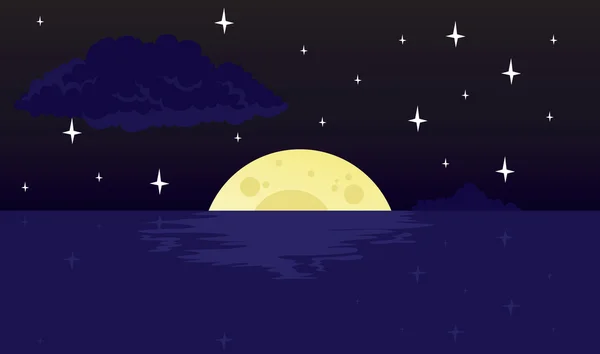 Ay ve okyanus arka plan — Stok Vektör