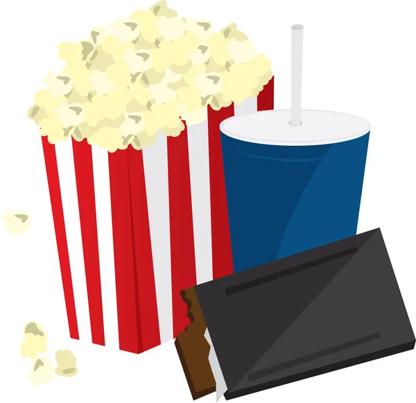 Popcorn édességet és ital — Stock Vector