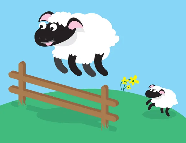 Recinzione di salto delle pecore — Vettoriale Stock