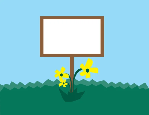 Blank Sign with Flowers — Stock Vector