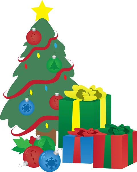 Cadeaux de Noël sous l'arbre — Image vectorielle