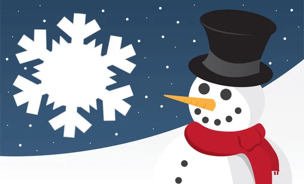 Scène bonhomme de neige avec flocon de neige — Image vectorielle
