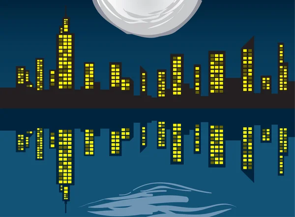 Panoramę miasta z oświetleniem — Wektor stockowy