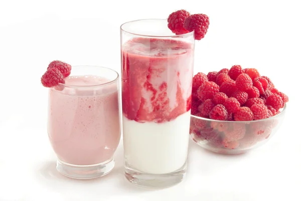 Raspberries,joghut and cocktail — Stock Photo, Image