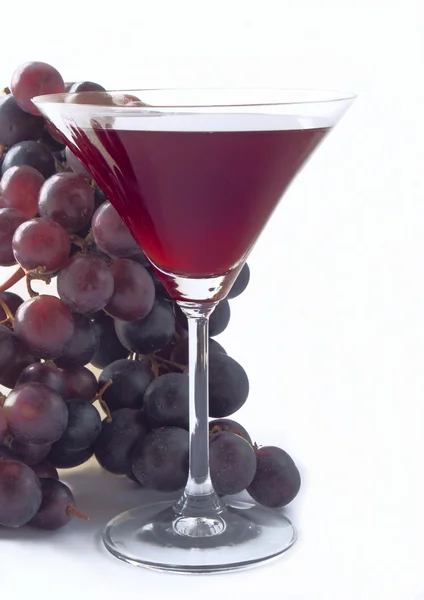 Červené víno a hrozny — Stock fotografie