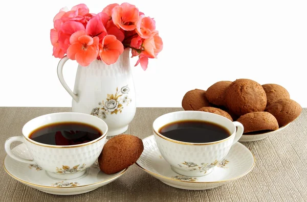 Koffie en bruine cacao gebak — Stockfoto