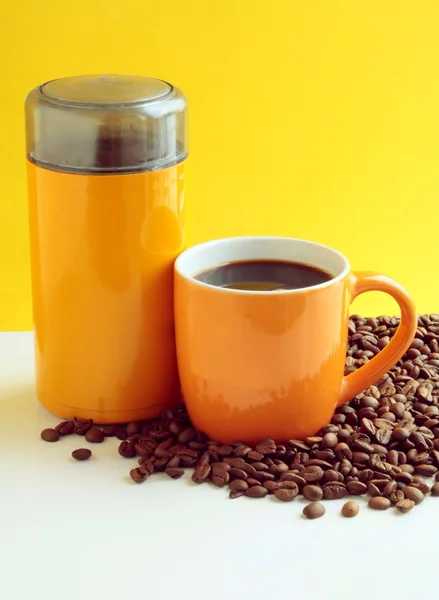 stock image Coffee,beans and electric mill