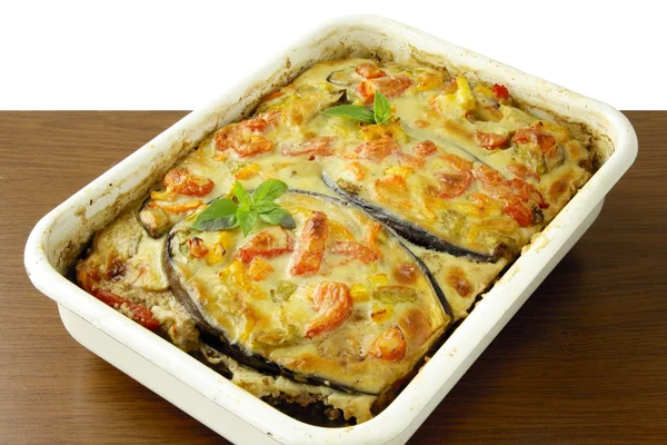Aubergine,vegetable,grinded meat and sauce "au gratin" — Stock Photo, Image