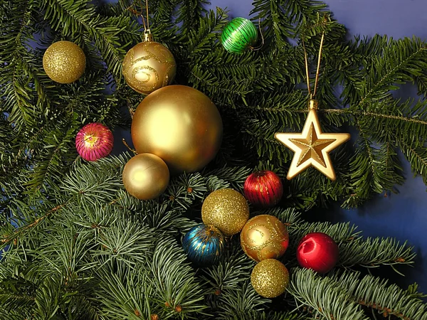 Multicolor kerstboom ornamenten — Stockfoto