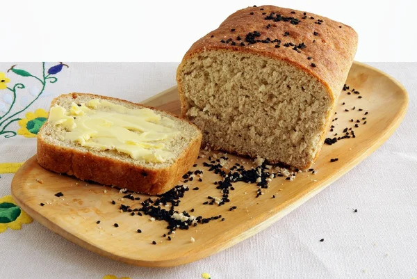 Pane e burro a colazione — Foto Stock