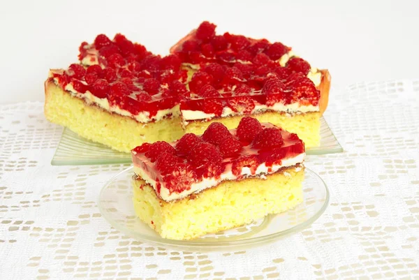 Ovocný dort s želé a syrové maliny — Stock fotografie