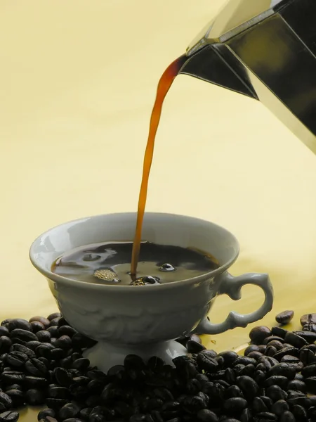 Zwarte espressokoffie — Stockfoto