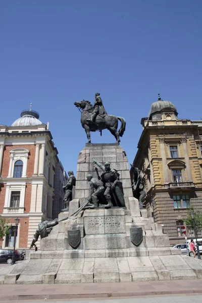 Il monumento Grunwald sulla piazza di Matejko a Cracovia — Foto Stock
