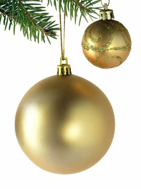 Christmas tree gold ornaments clipart