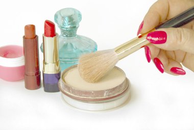 Powder and cosmetics for make up clipart