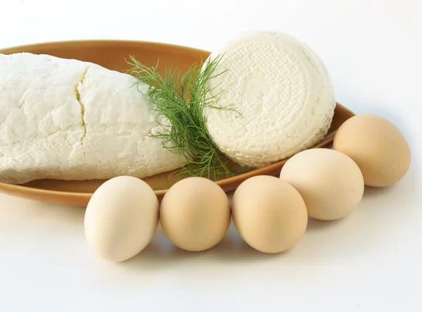 Ovos e queijo cottage — Fotografia de Stock