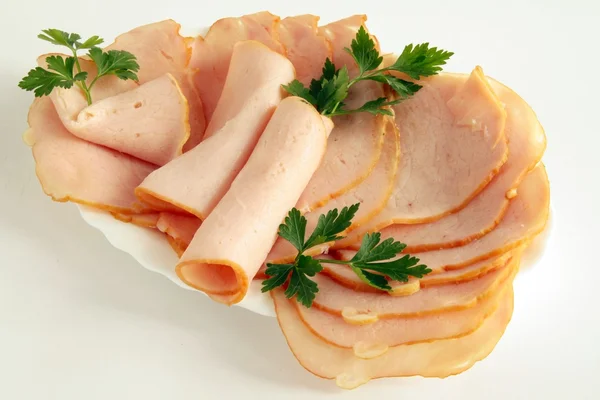 Segmenten van varkensvlees ham — Stockfoto
