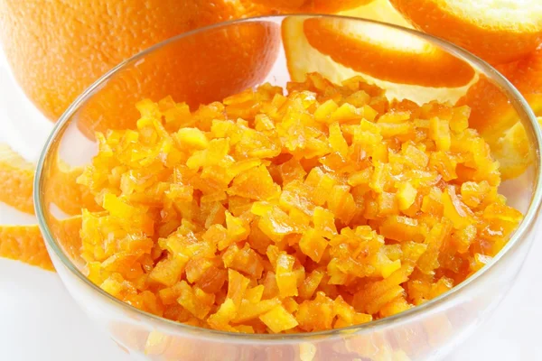 Pele laranja cristalizada como condimento — Fotografia de Stock