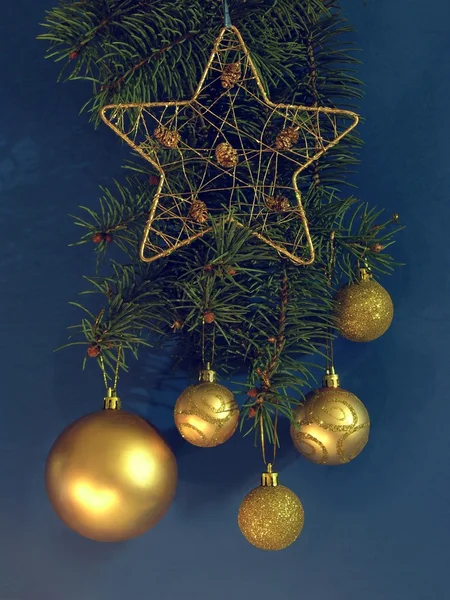 Noel ağacı ve dekorasyon — Stok fotoğraf