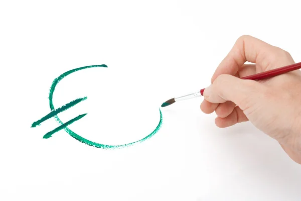Peinture à la main symbole euro Image En Vente