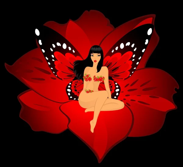 Menina bonita com asas de borboleta — Fotografia de Stock