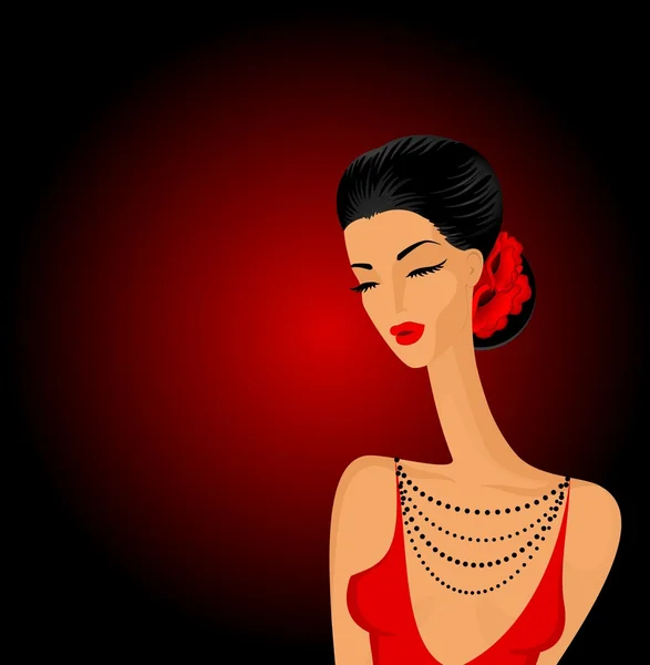 Encantadora dama en un vestido rojo — Foto de Stock