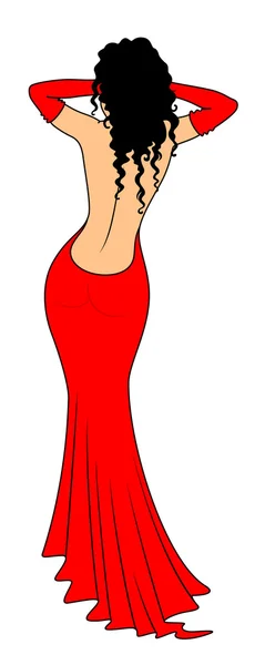 Senhora encantadora em um vestido vermelho é isolado — Fotografia de Stock