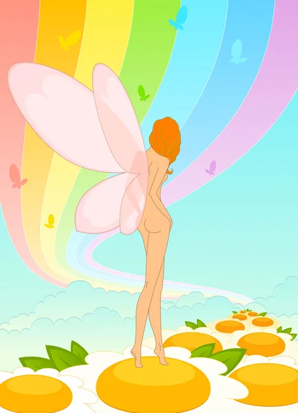 Фея - девушка с крыльями бабочки — стоковое фото