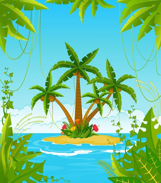 Pequeña isla con palmeras tropicales —  Fotos de Stock