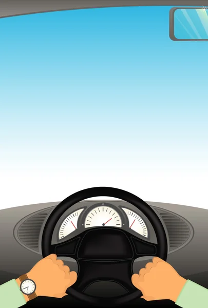 Cartoon hands hold the helm of automobile — Stock Photo, Image