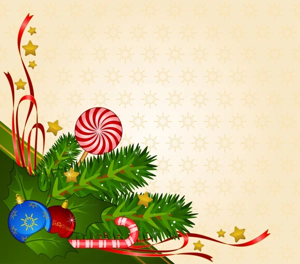 Boże Narodzenie dekoracje z trzciny cukierki i kul — Zdjęcie stockowe