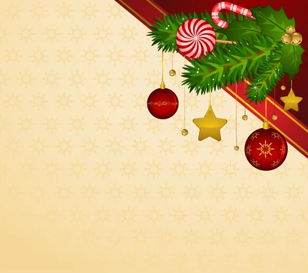 与糖果手杖和棉桃的圣诞装饰 — 图库照片