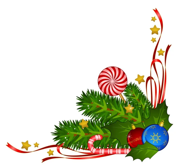 Рождественское украшение с леденцовой тростью и буллами — стоковое фото