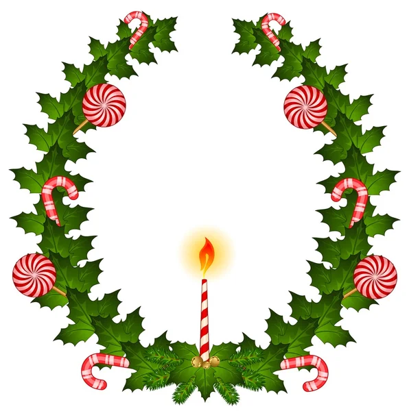 Weihnachtskrippe mit Zuckerrohr und Kerze — Stockfoto