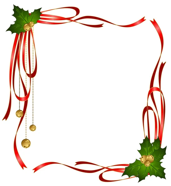 Christmas ribbons decorated frame — Stock Photo, Image