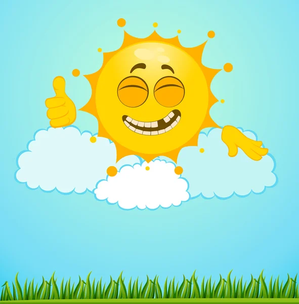 Funny little sun on a clouds — Stock Photo, Image