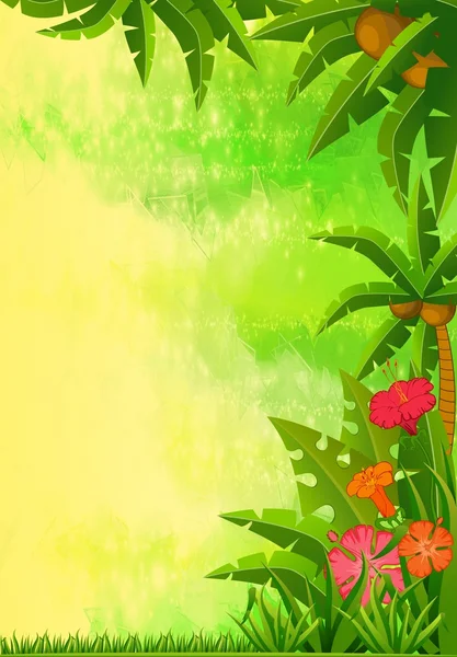 熱帯の植物やオウムの背景 — ストック写真