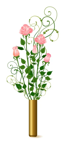 Váza s květy na bílém pozadí — Stock fotografie