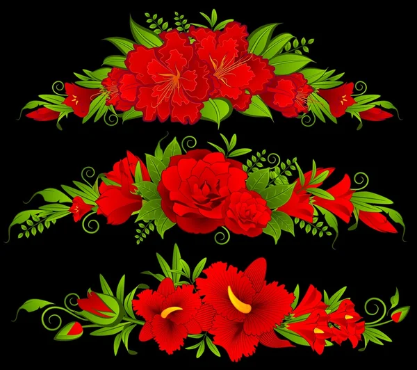 Piękne ramki z róże na czarnym tle — Zdjęcie stockowe