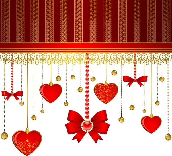Beautiful background with lace ornaments and hearts — Stock Photo, Image