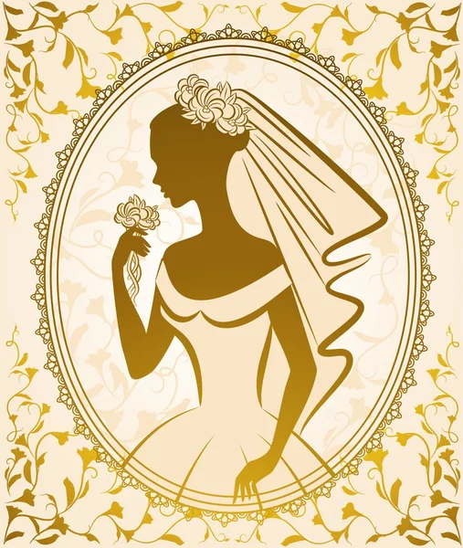 Vintage silhouette of beautiful bride in dress — Stock Photo, Image