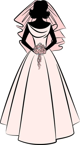 Vintage silhouet van mooie bruid in jurk. — Stockfoto
