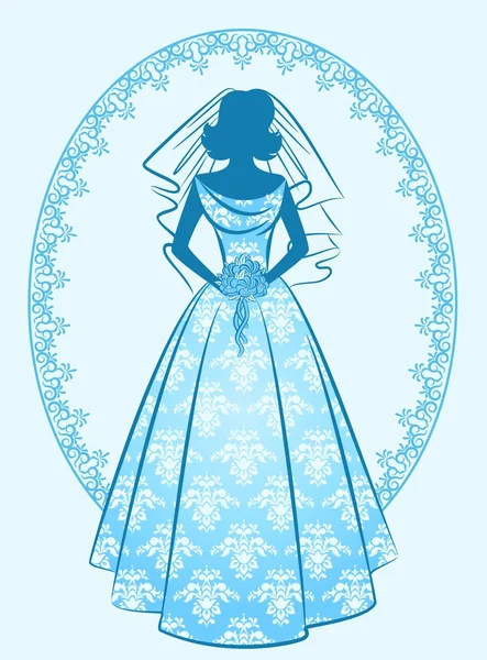 Vintage silhouet van mooie bruid in jurk. — Stockfoto