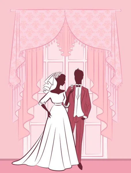 美丽的新娘和新郎的插图 — 图库照片