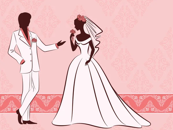 Иллюстрация красивых жениха и невесты — стоковое фото